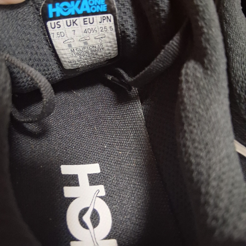 Hoka Black and White Athletic Running Shoes - Picture 7 of 8